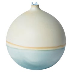 Bone and Ice Blue Pluto Vase by Elyse Graham