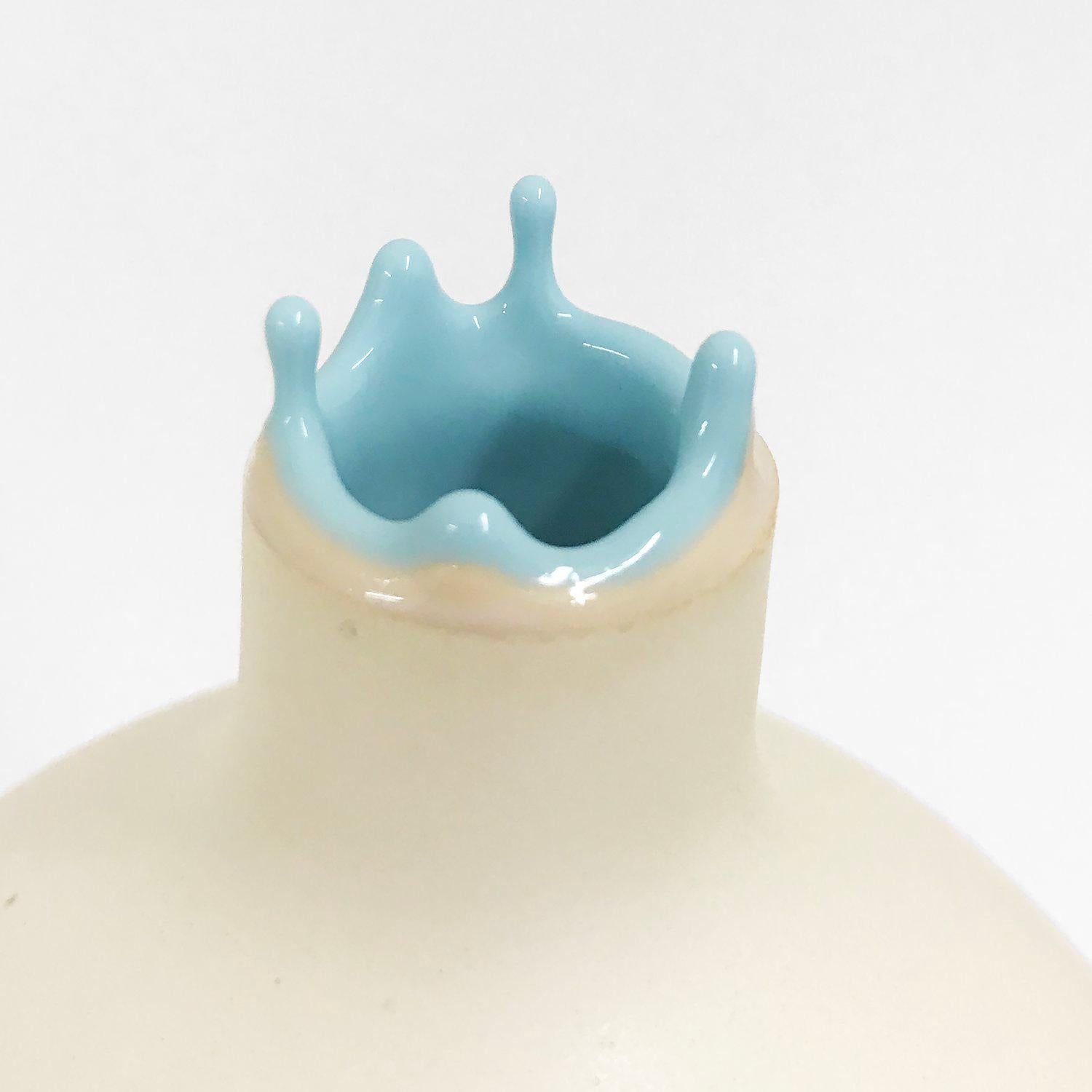American Bone and Ice Blue Venus Vase by Elyse Graham For Sale