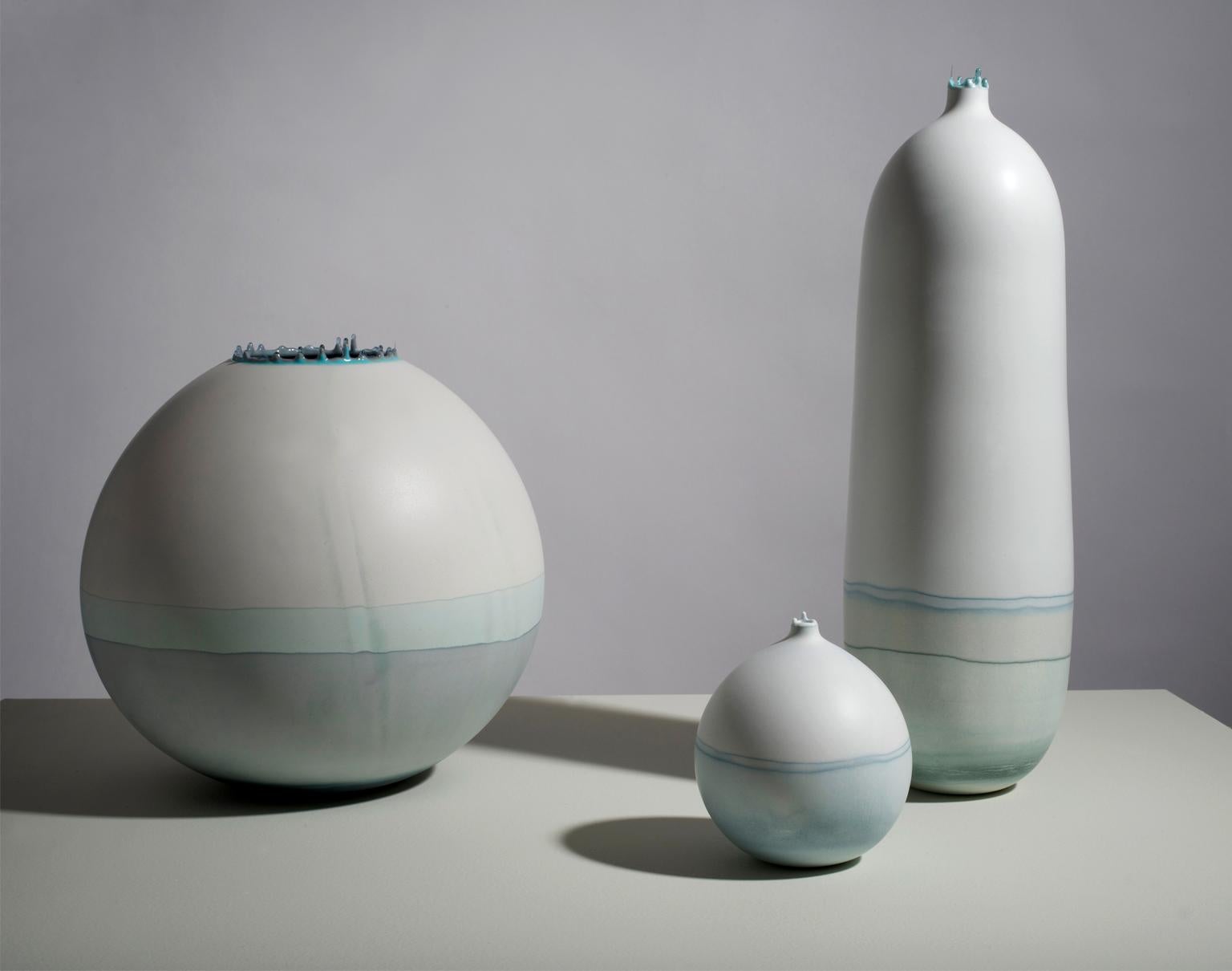 Contemporary Bone and Peach Saturn Vase by Elyse Graham