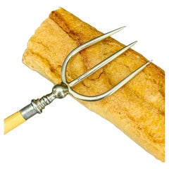 Bone and Silver Bread Toasting or Meats Trident Serving Fork