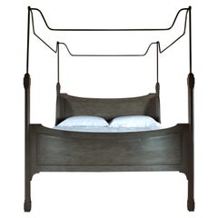 Bone Bed Grisaille Oak and Steel Superstructure New England Feel Canopy Bed