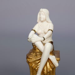 Bone, Bronze and Onyx Theophile Francois Somme Sculpture "Egyptian Beauty"
