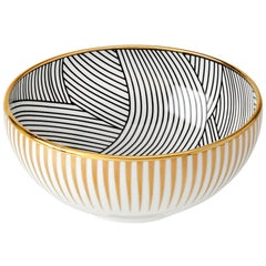 Bone China Cereal Bowl with 22-Carat Gold and Black Decals