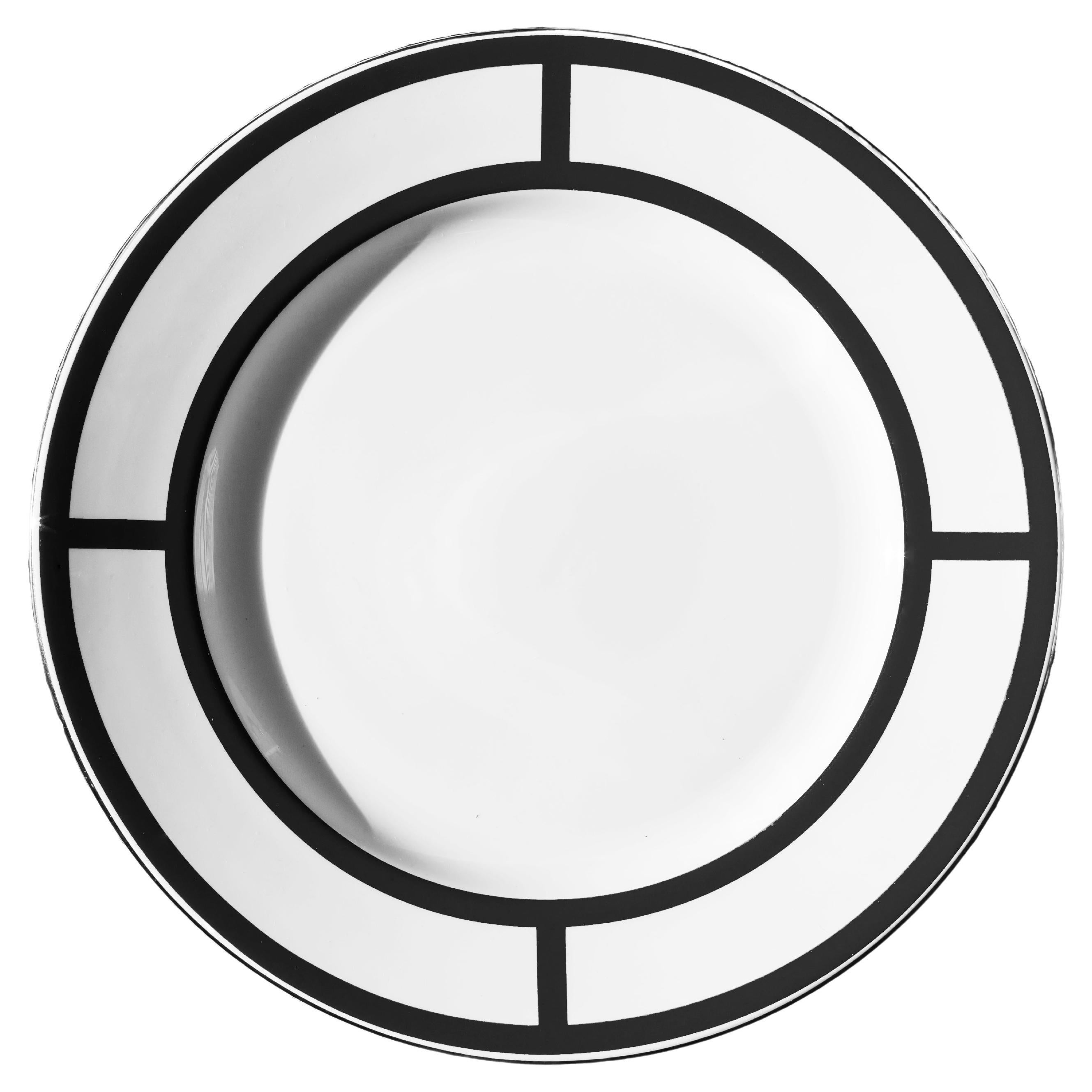 Bone China Dinner Plate with Monochrome Heritage Print, Made in Stoke-on-trent For Sale