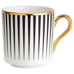 Bone China Espresso Cup w/ 22-carat Gold & Black Decals w/ Hand Gilded Details