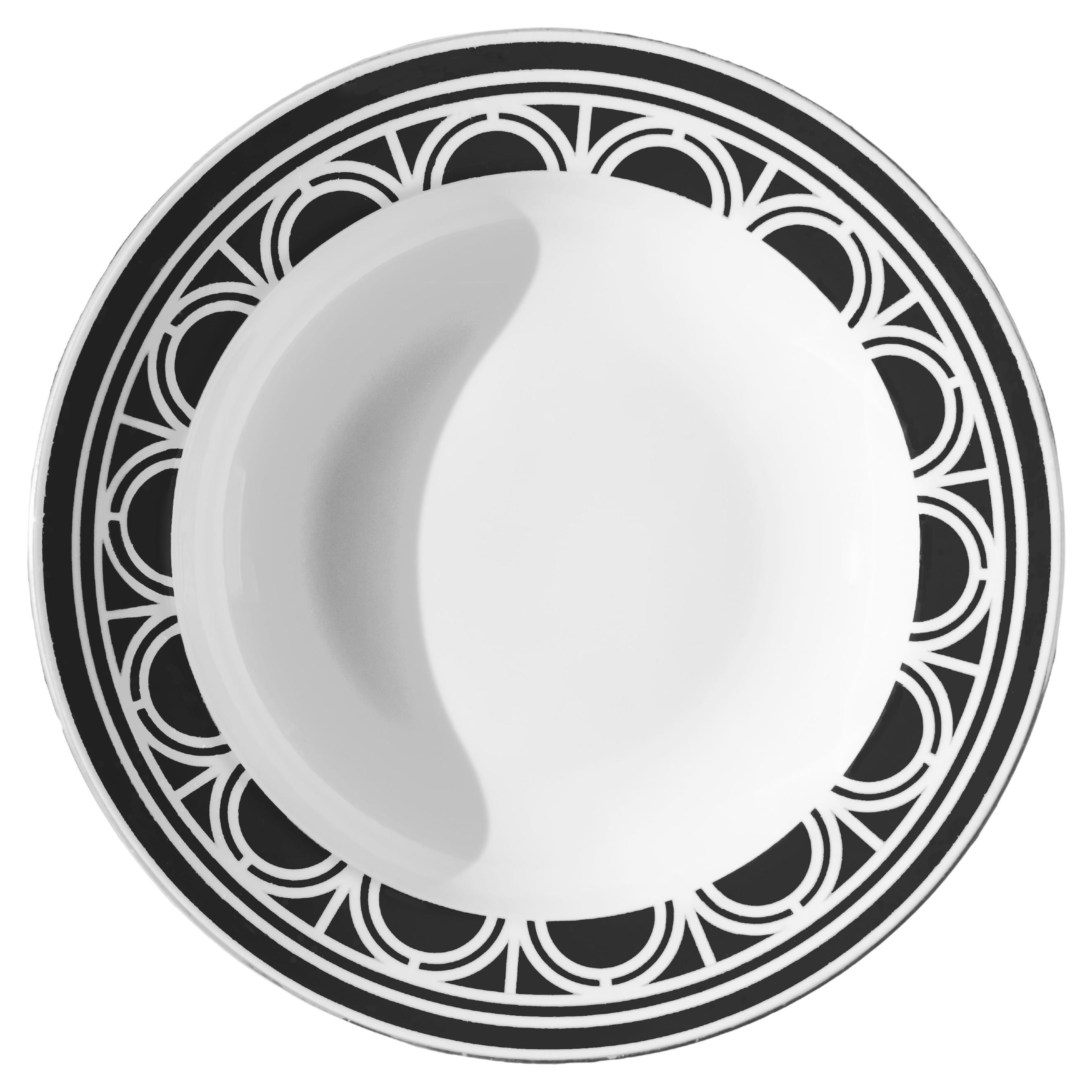 Bone China Soup Plate with Monochrome Heritage Print, Made in Stoke-on-trent For Sale