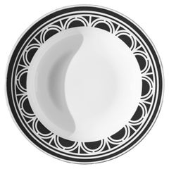 Bone China Soup Plate with Monochrome Heritage Print, Made in Stoke-on-trent
