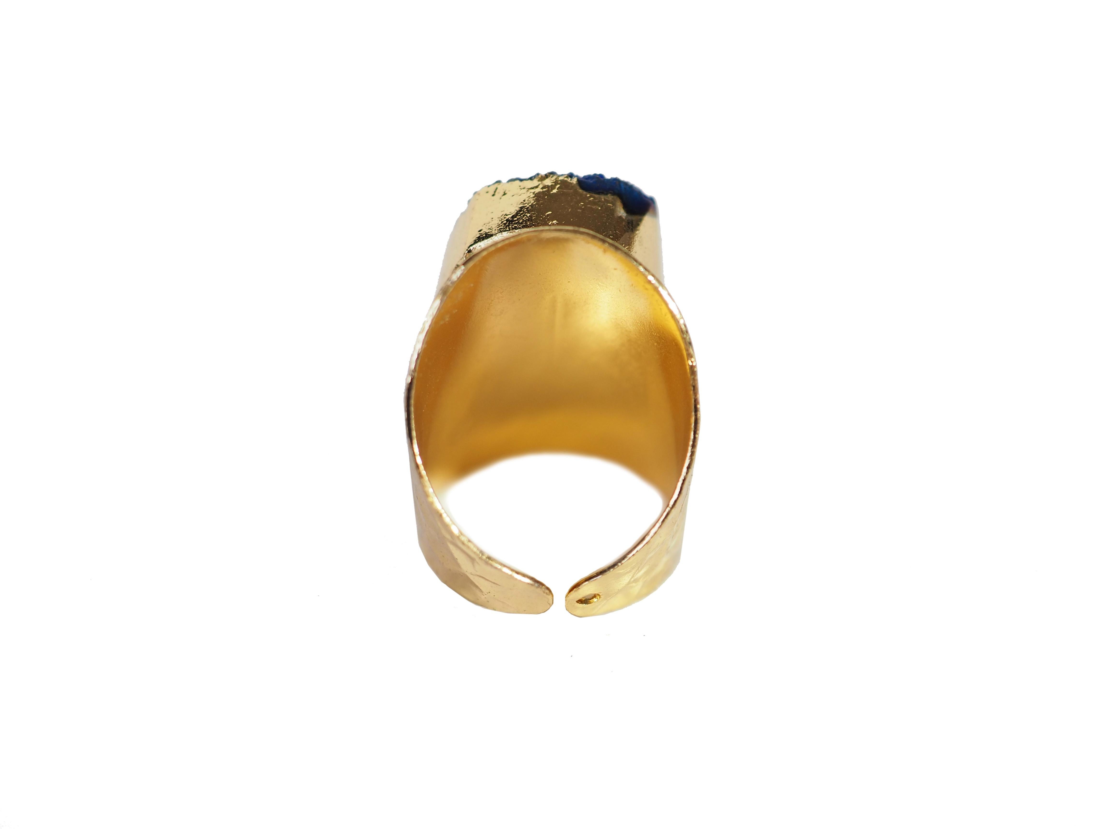Artisan Bone Druzy Ring Gold Tone For Sale