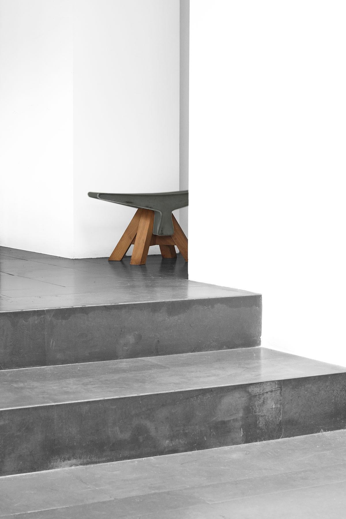 Other Bone Ductal, Stool in Oak and Dark Grey Concrete, Ymer&Malta, France For Sale