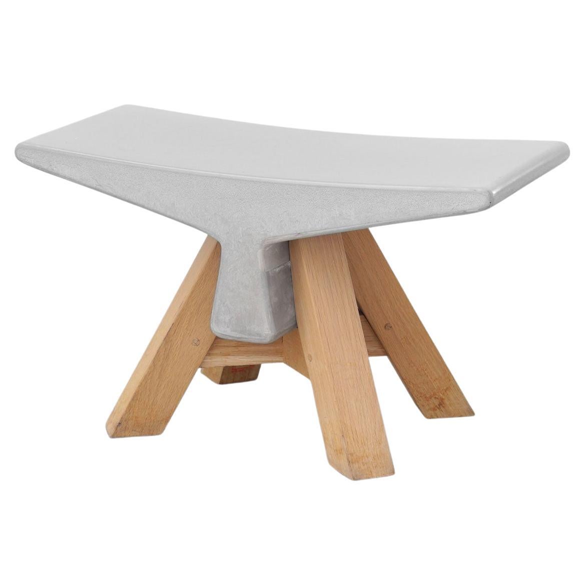 Bone Ductal, Stool in Oak and Light Grey Concrete, Ymer&Malta, France For Sale