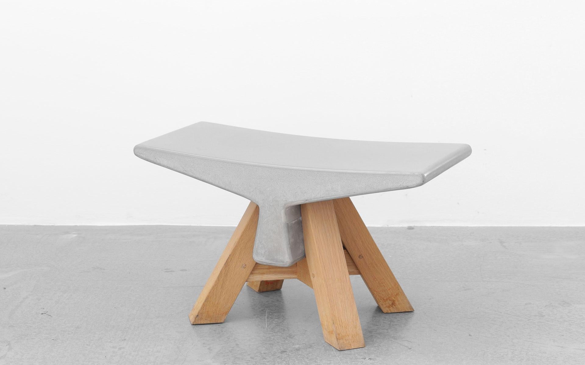Hand-Crafted Bone Ductal, Stool in Oak and White Concrete, Ymer&Malta, France For Sale