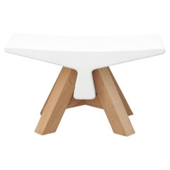 Tabouret Bone Ductal en chêne et béton blanc, YMER&MALTA, France