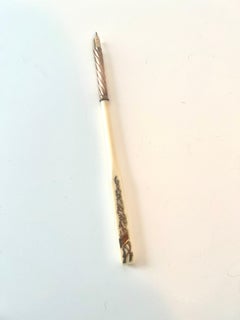 Bone Fountain Pen with Gold Inlay and Swirl Gold Tip with 14k