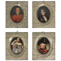 Bone Framed Miniature Aristocratic Portraits, Set of Four