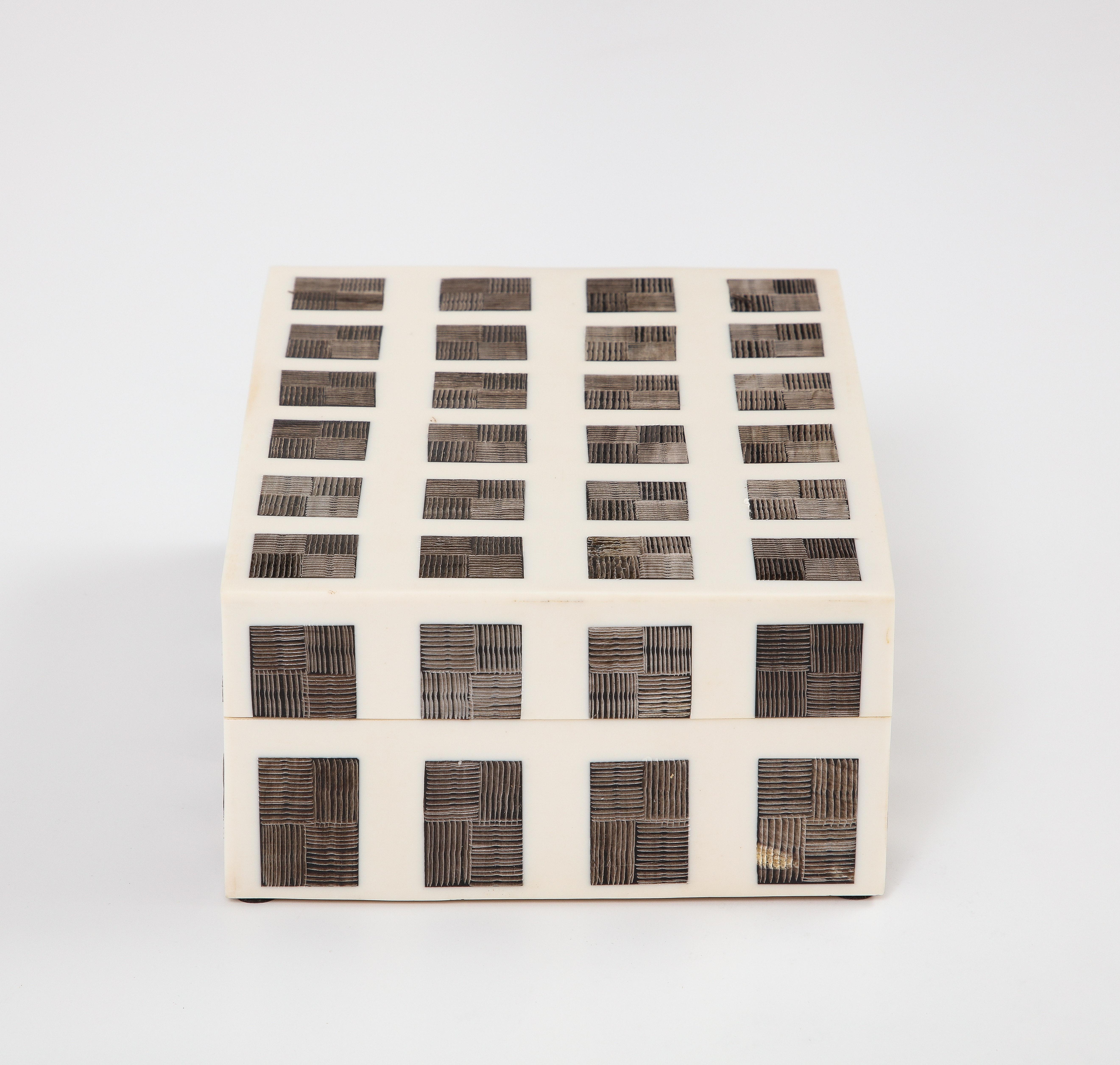 Modern Bone, Horn Grid Pattern Box