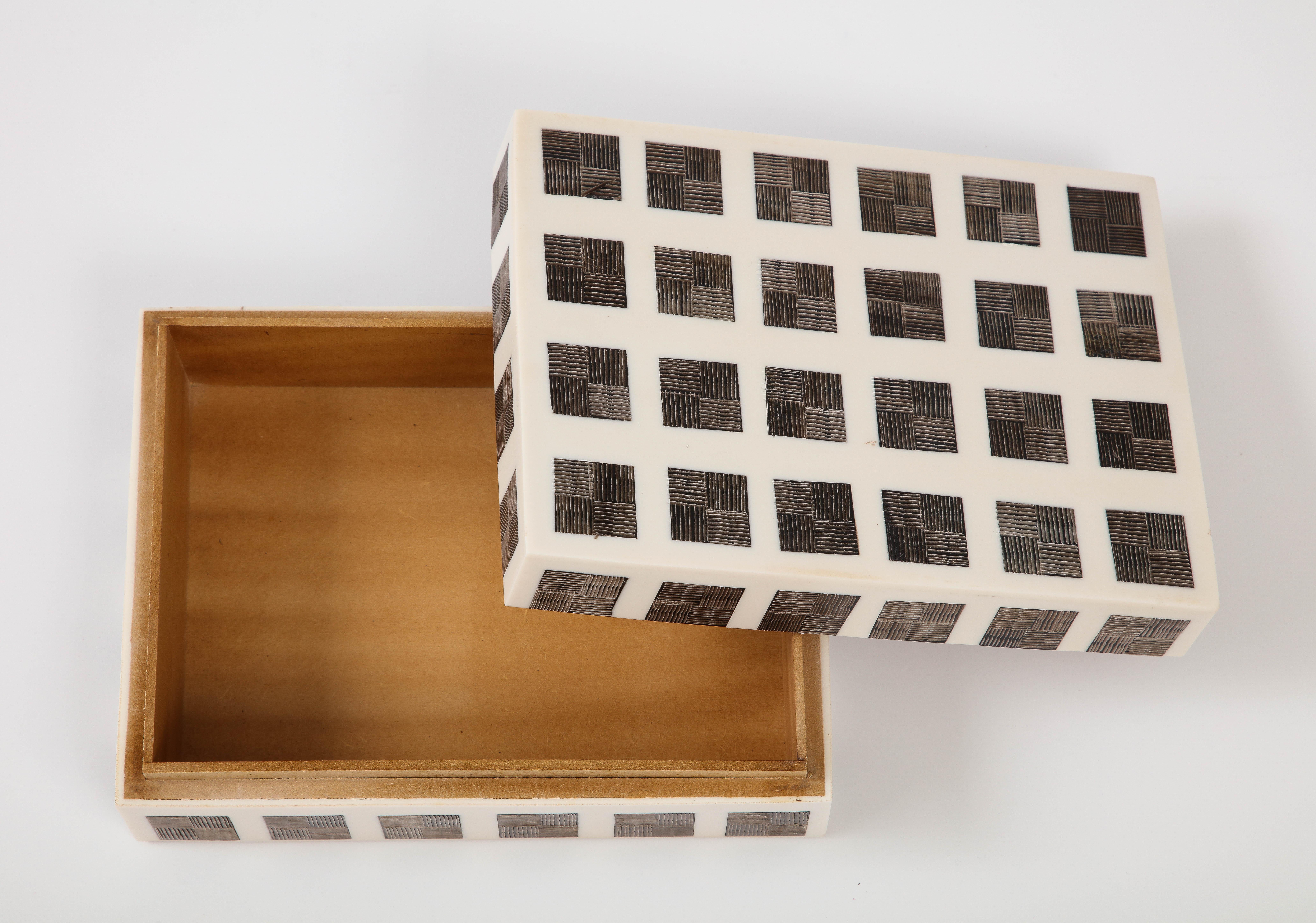 Contemporary Bone, Horn Grid Pattern Box