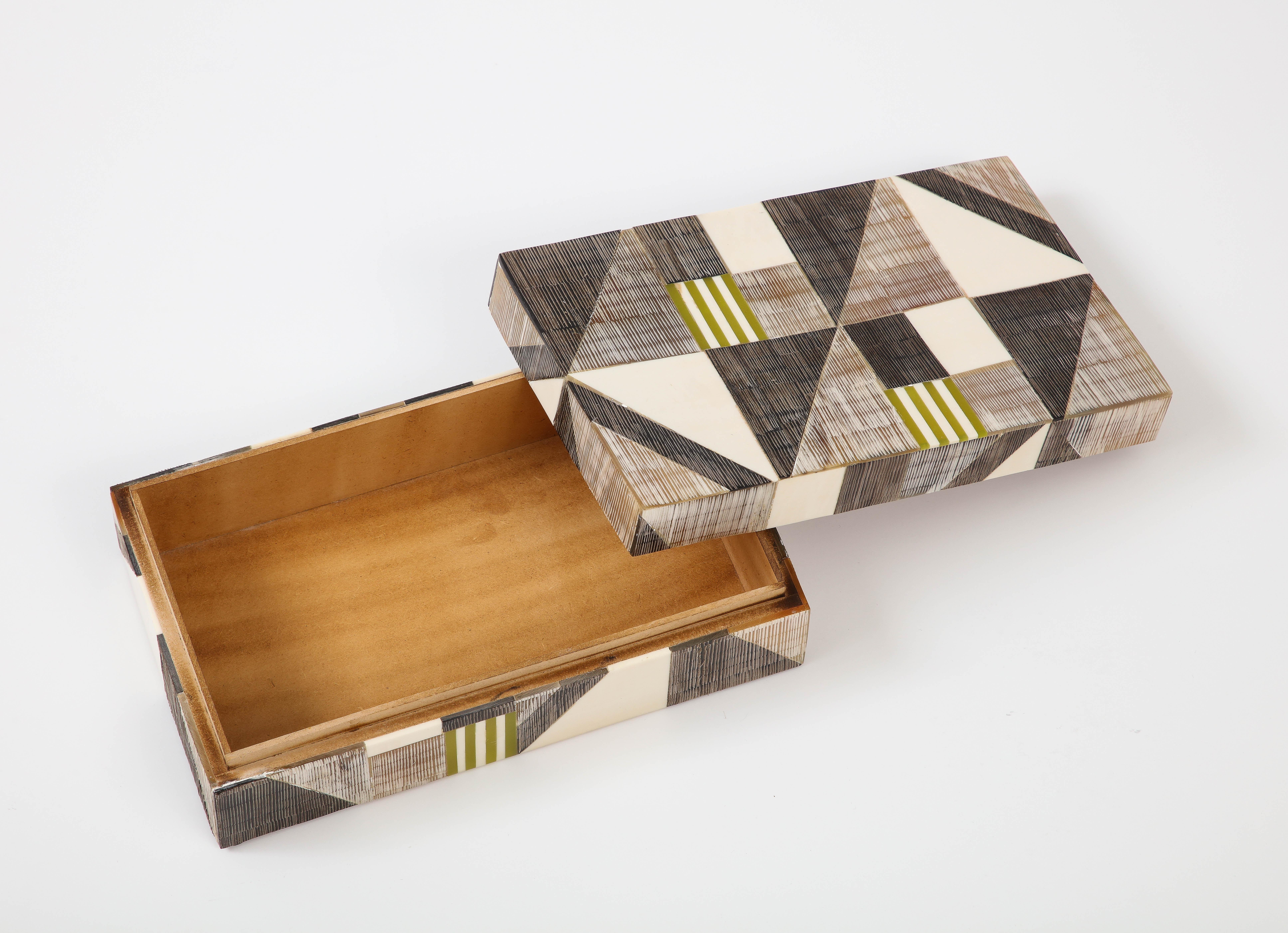 Contemporary Bone, Horn Patchwork Box For Sale