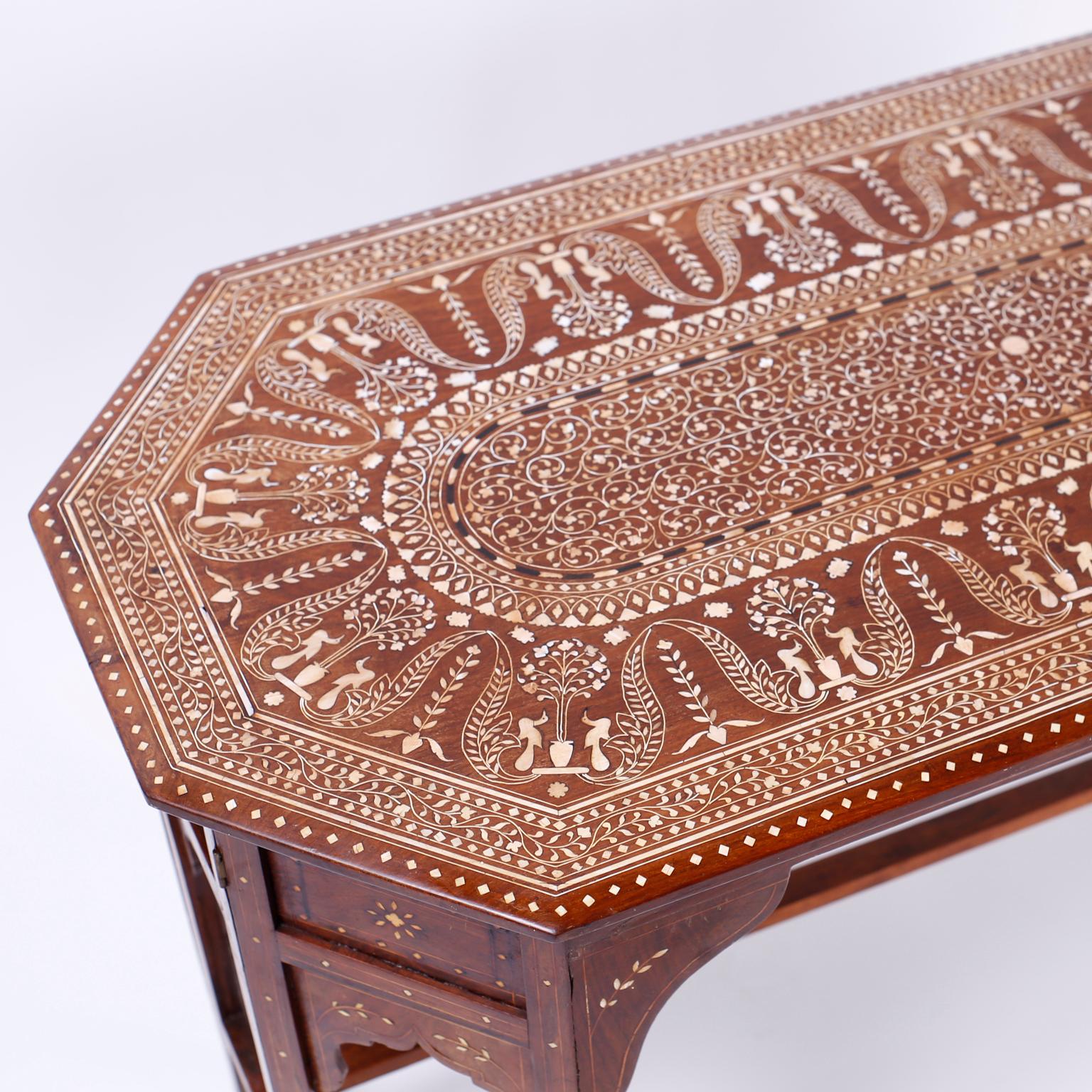 Bone Inlaid Anglo Indian Coffee Table In Good Condition In Palm Beach, FL