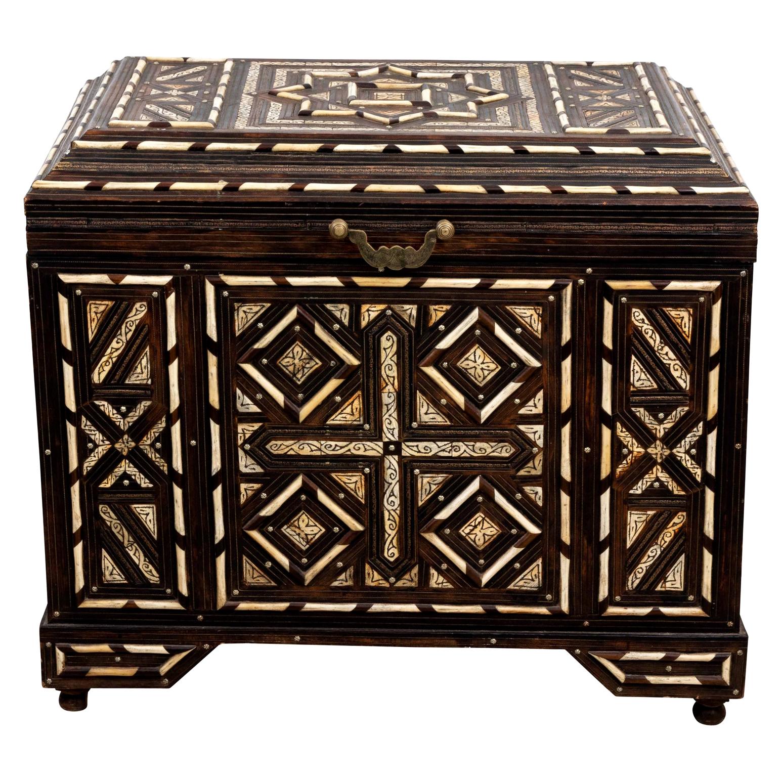 Bone Inlaid Anglo Indian Style Trunk