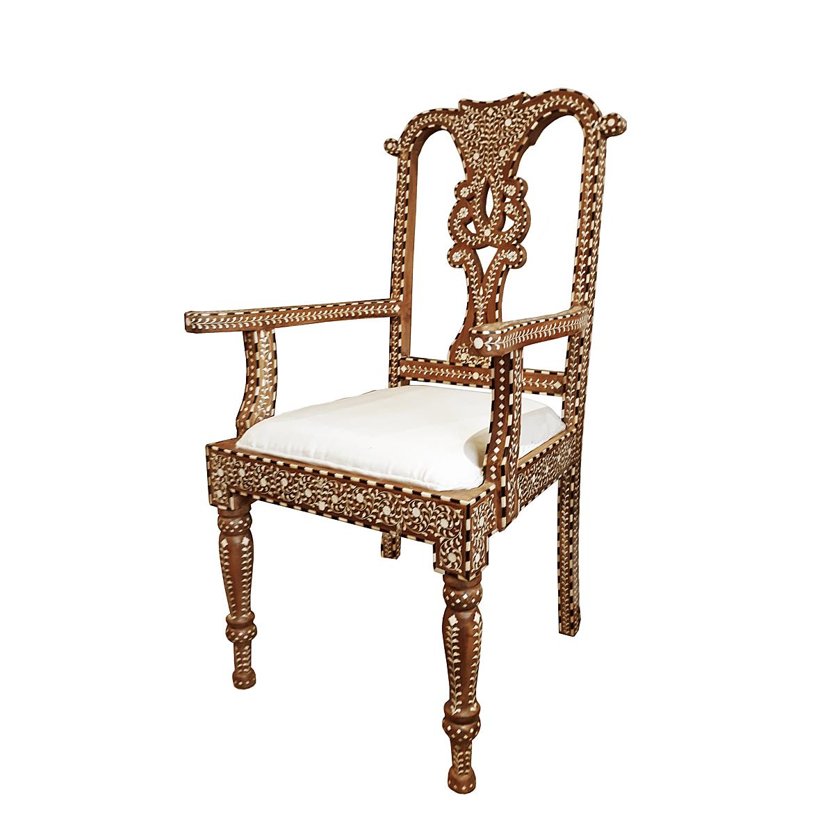 Anglo-Indian Bone-Inlaid Armchair from India