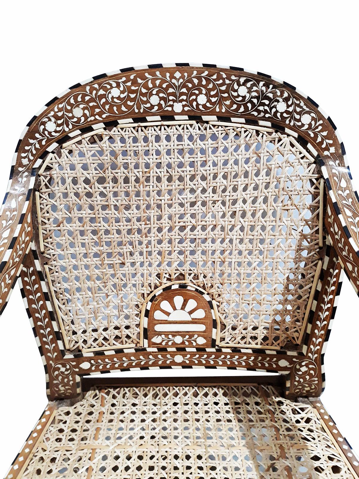 Anglo-Indian Bone-Inlaid Armchair from India For Sale