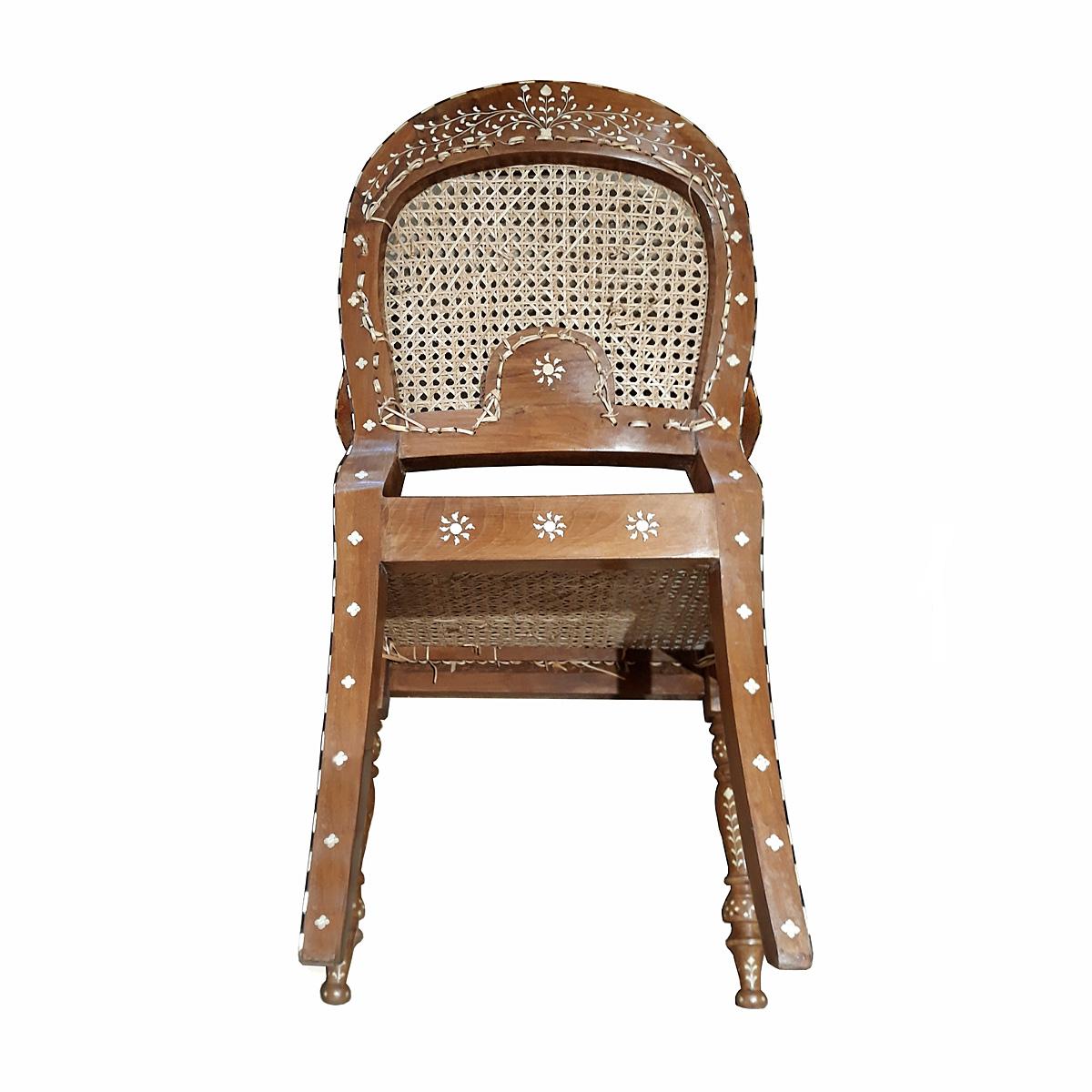 Hand-Crafted Bone-Inlaid Armchair from India For Sale
