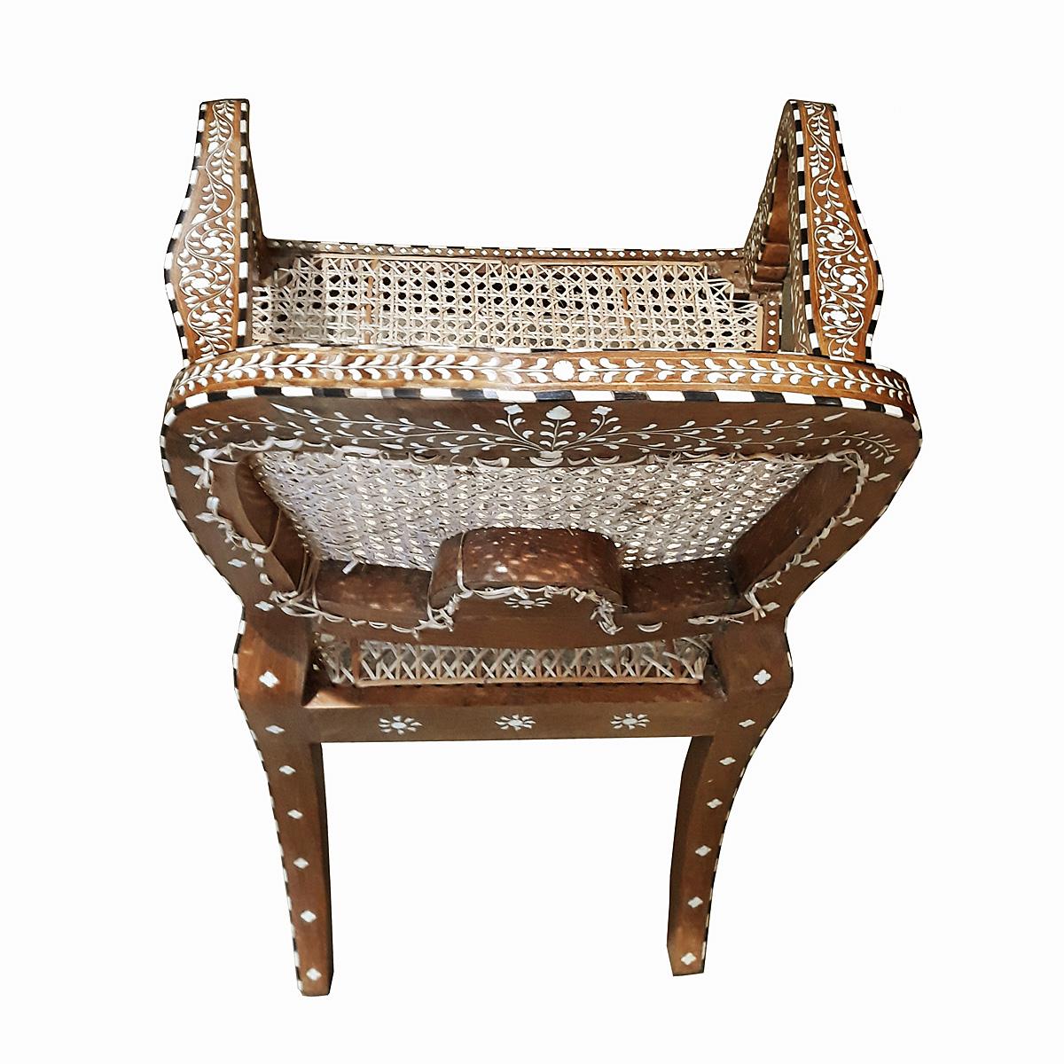 Contemporary Bone-Inlaid Armchair from India