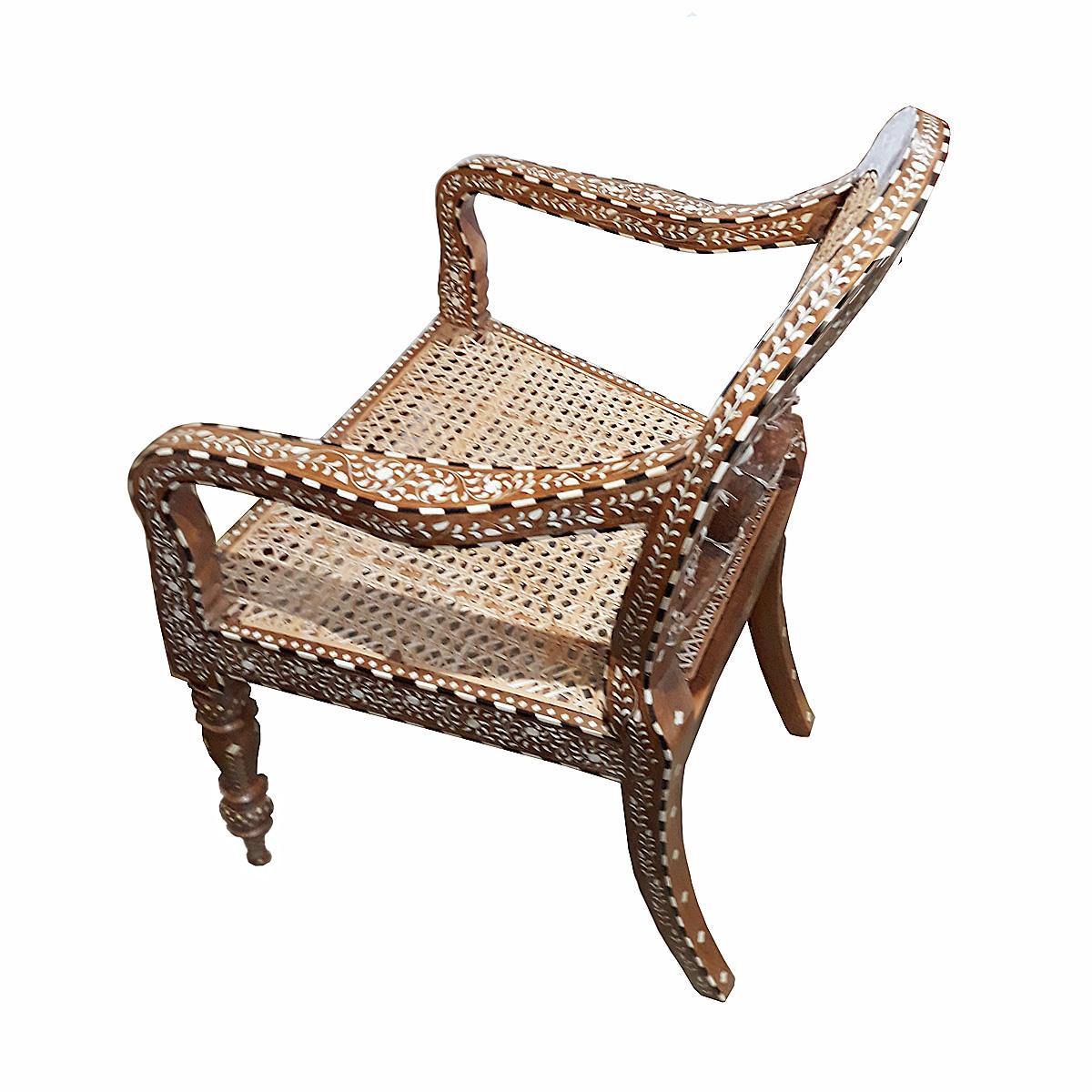 Contemporary Bone-Inlaid Armchair from India For Sale