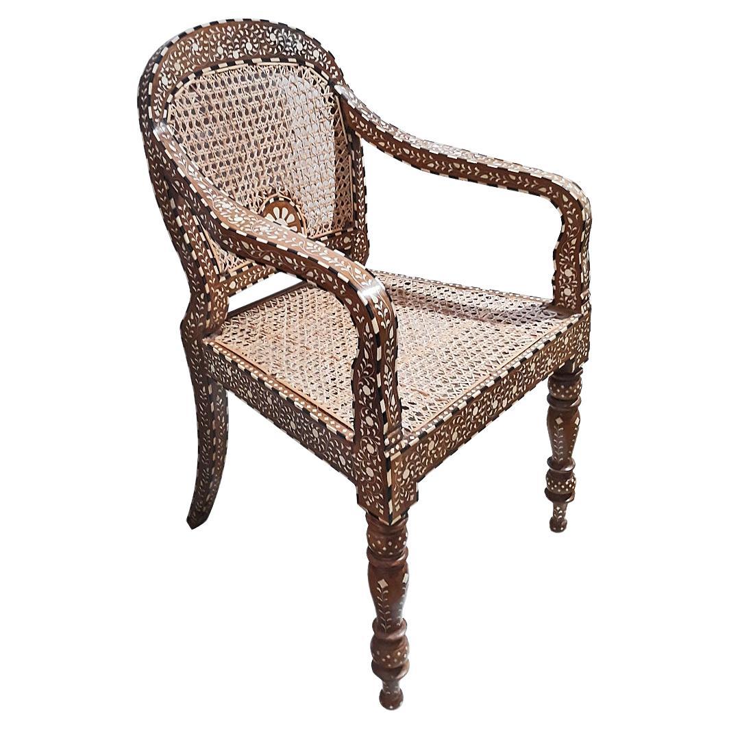 Bone-Inlaid Armchair from India For Sale