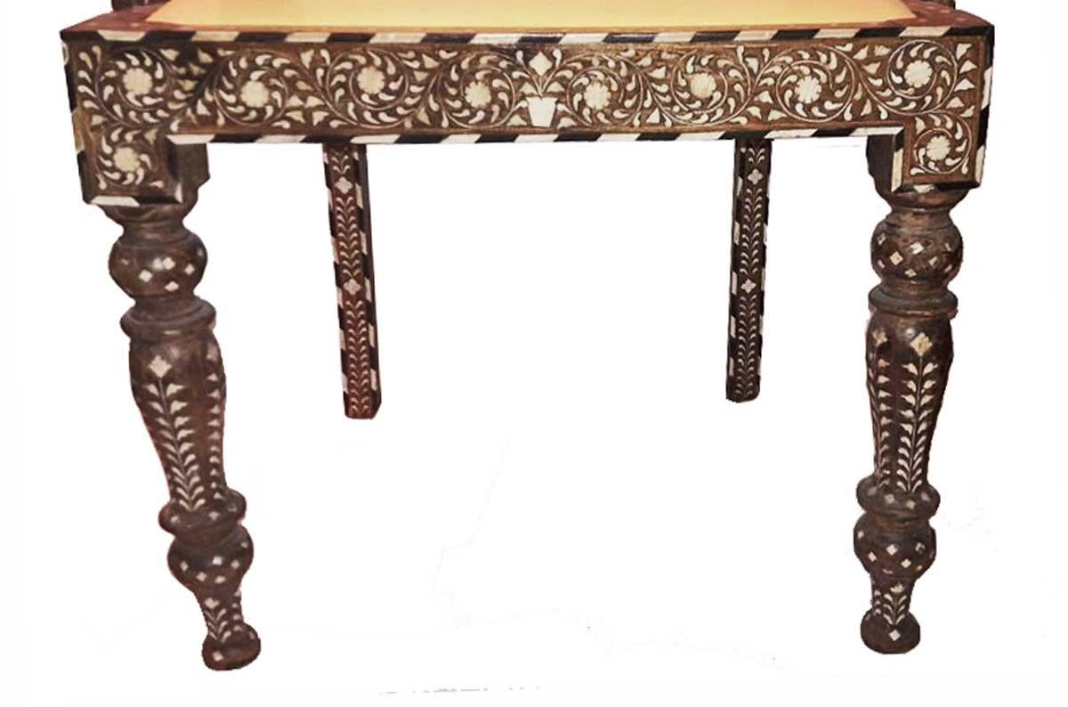 Indian Bone-Inlaid Armchair from India, Mid-20th Century
