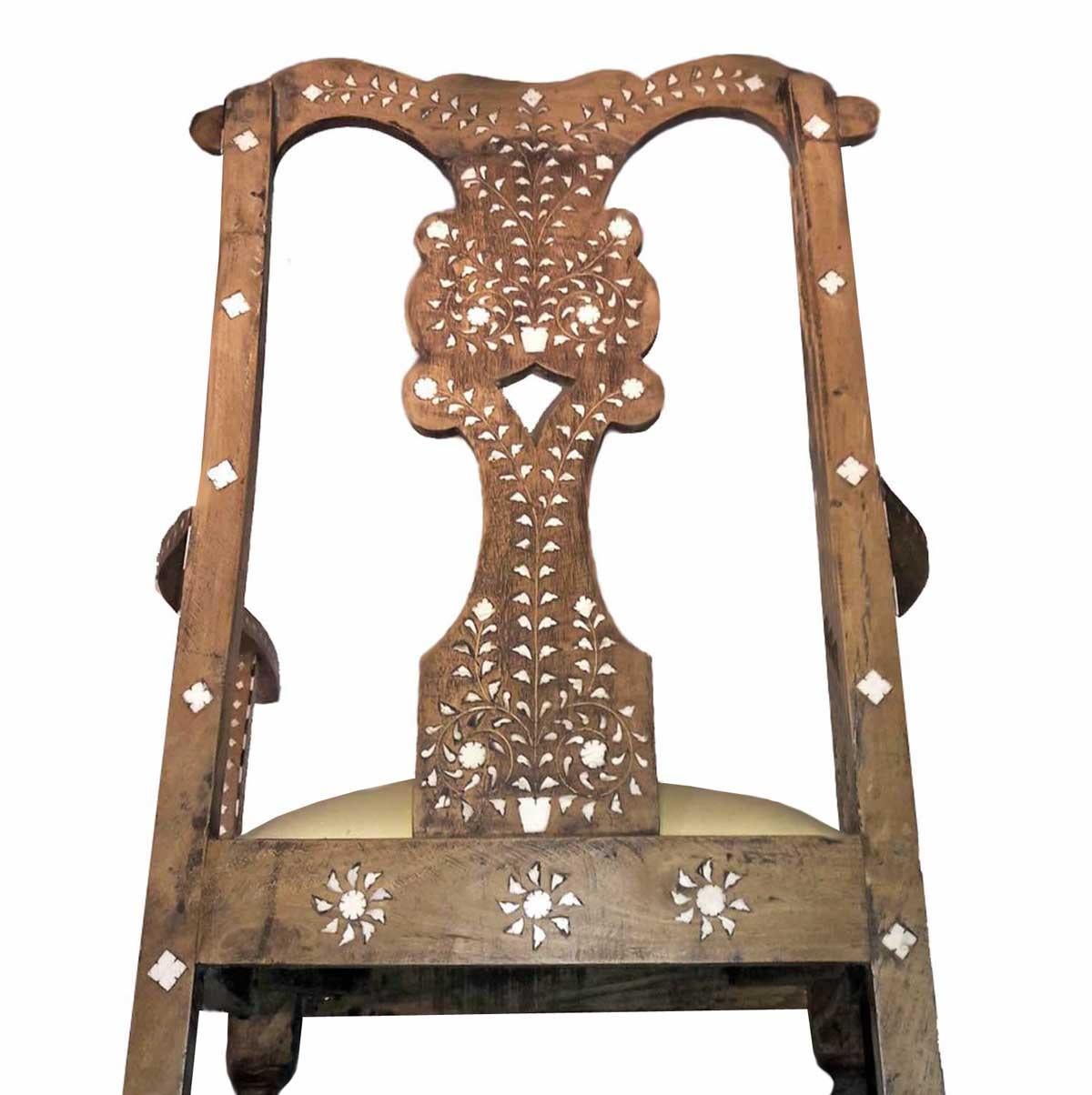 Inlay Bone-Inlaid Armchair from India, Mid-20th Century