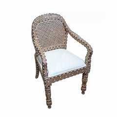 Inlaid Armchair from India, Curved Back