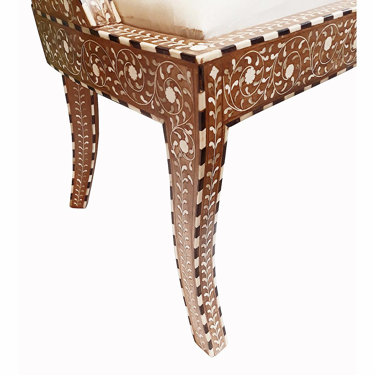 Bone-Inlaid Armless Chair with Cushion 4
