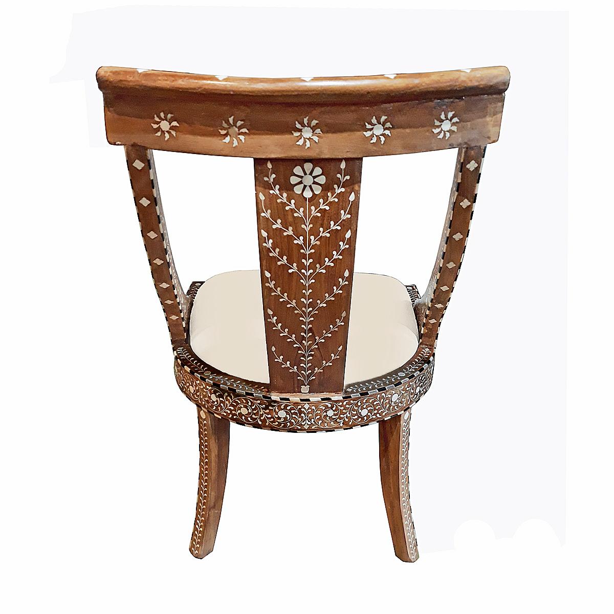 Bone-Inlaid Armless Chair with Cushion 5