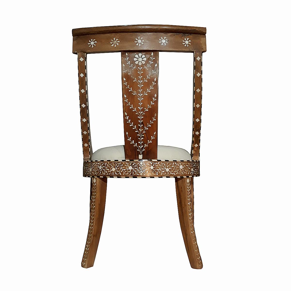 Bone-Inlaid Armless Chair with Cushion 6