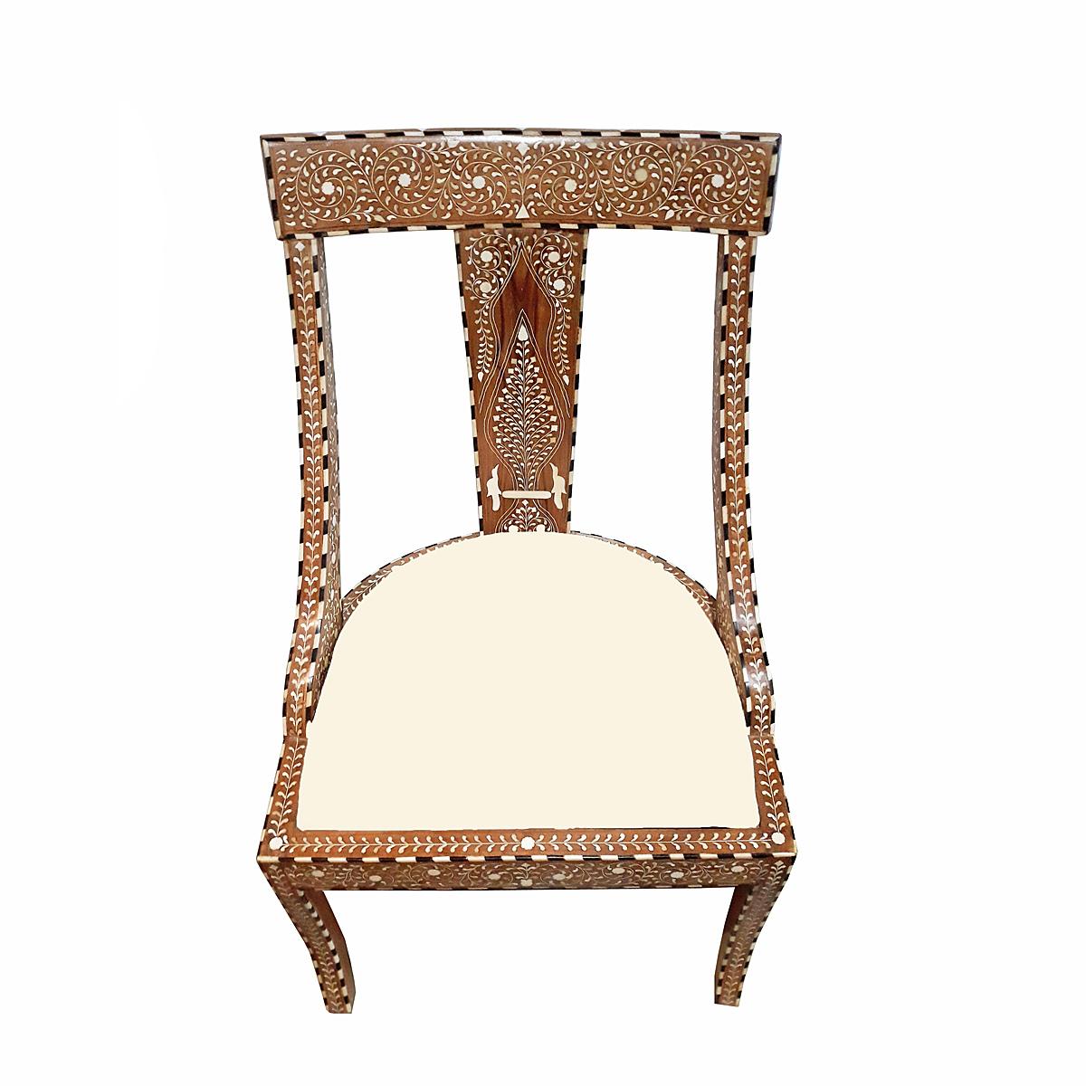 Inlay Bone-Inlaid Armless Chair with Cushion