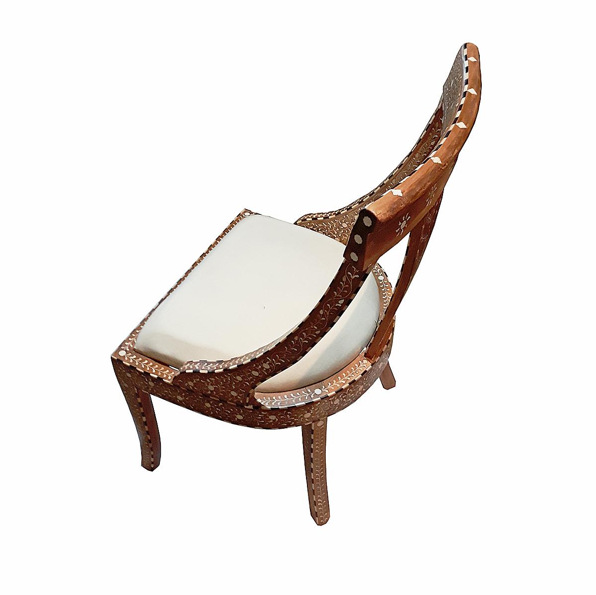 Bone-Inlaid Armless Chair with Cushion 1