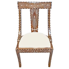 Bone-Inlaid Armless Chair with Cushion