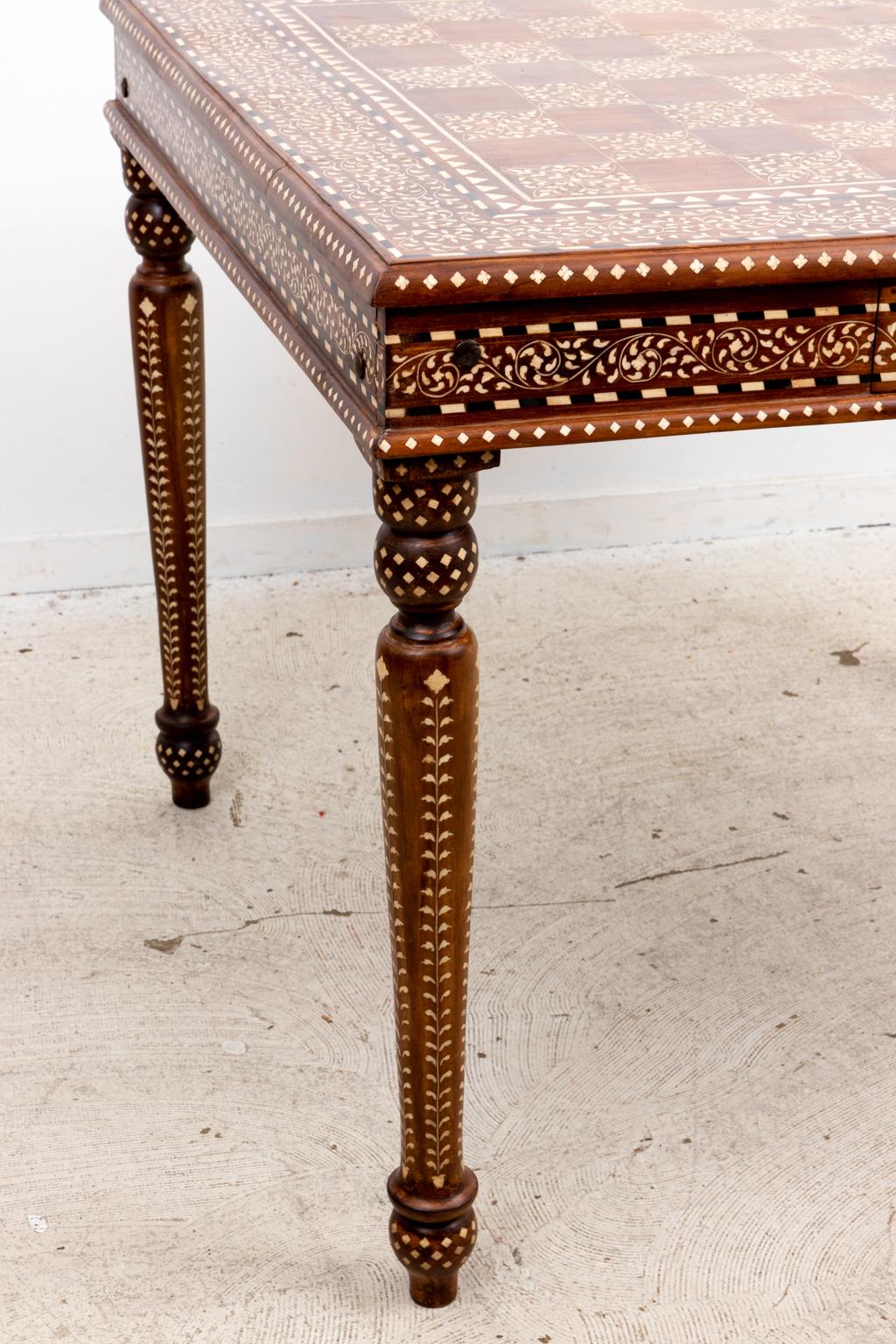20th Century Bone Inlaid Card Table For Sale