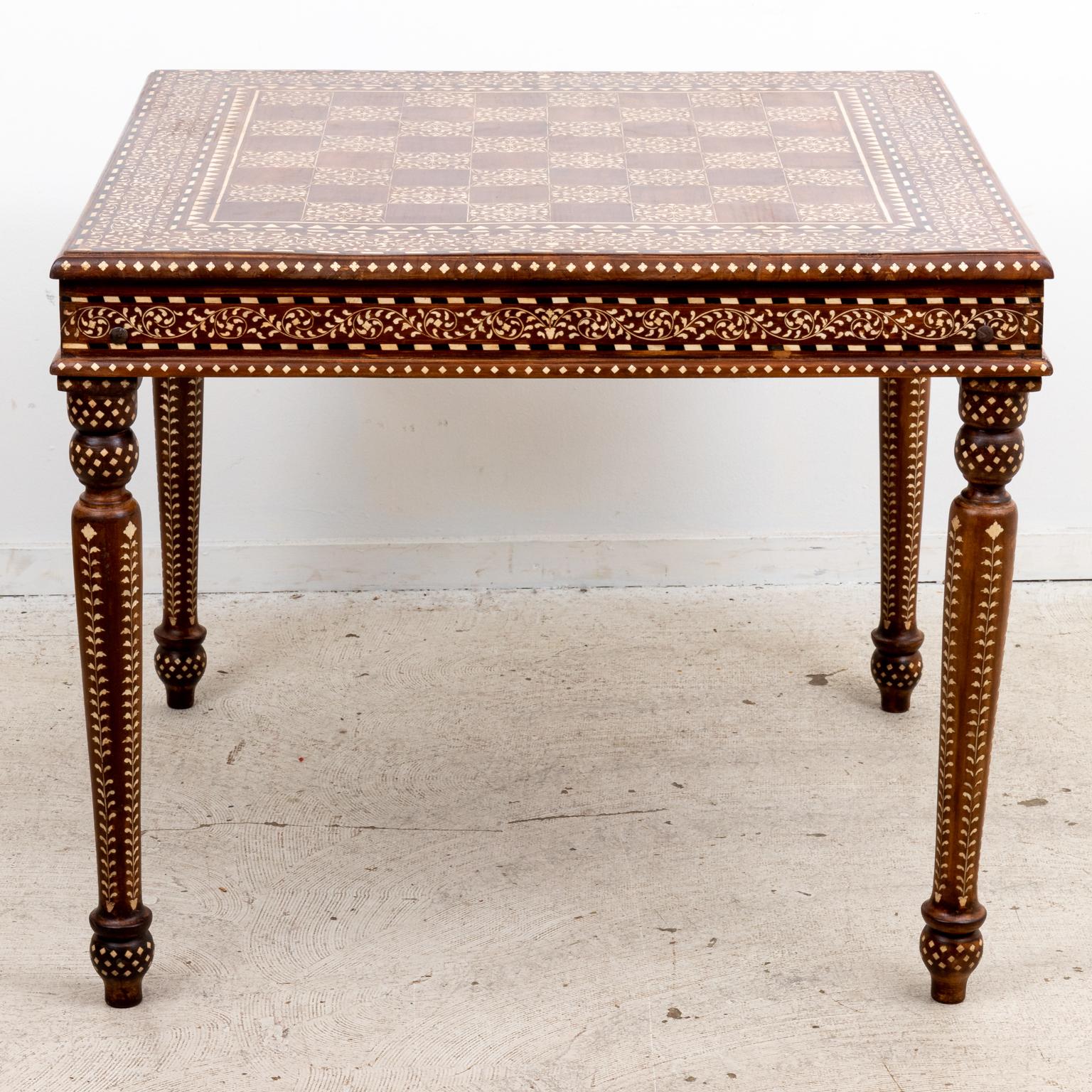 Bone Inlaid Card Table For Sale 1