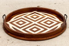 Bone Inlaid Round Handled Tray