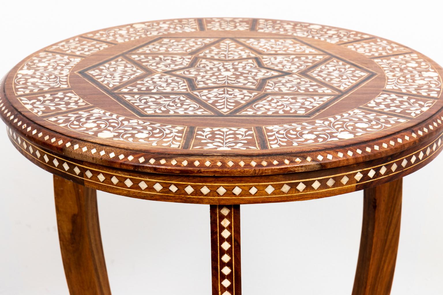 20th Century Bone Inlaid Round Side Table