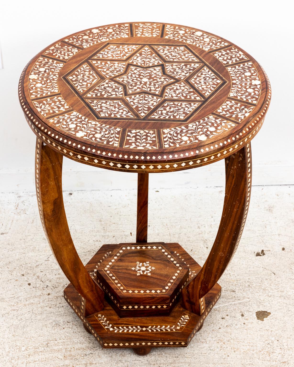 Bone Inlaid Round Side Table 1