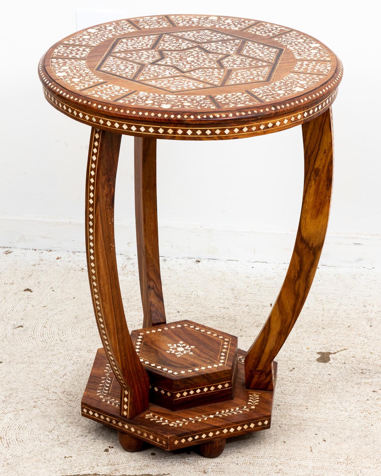 Bone Inlaid Round Side Table 2