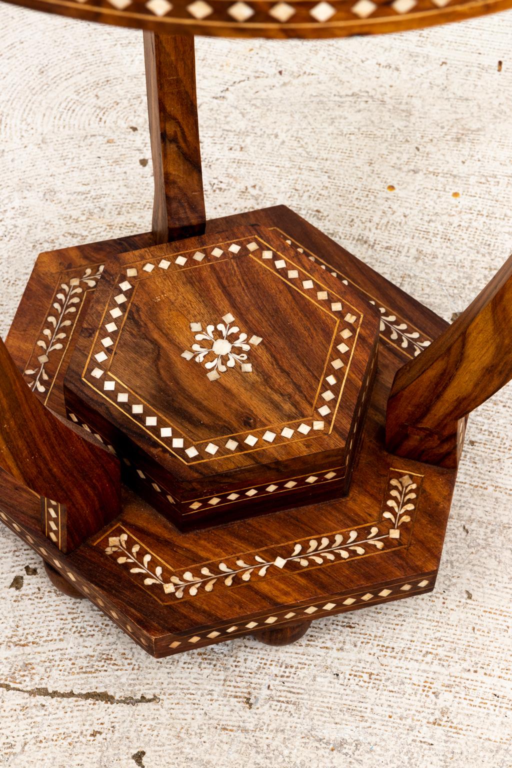 Bone Inlaid Round Side Table 3