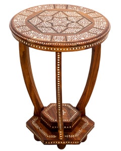 Bone Inlaid Round Side Table