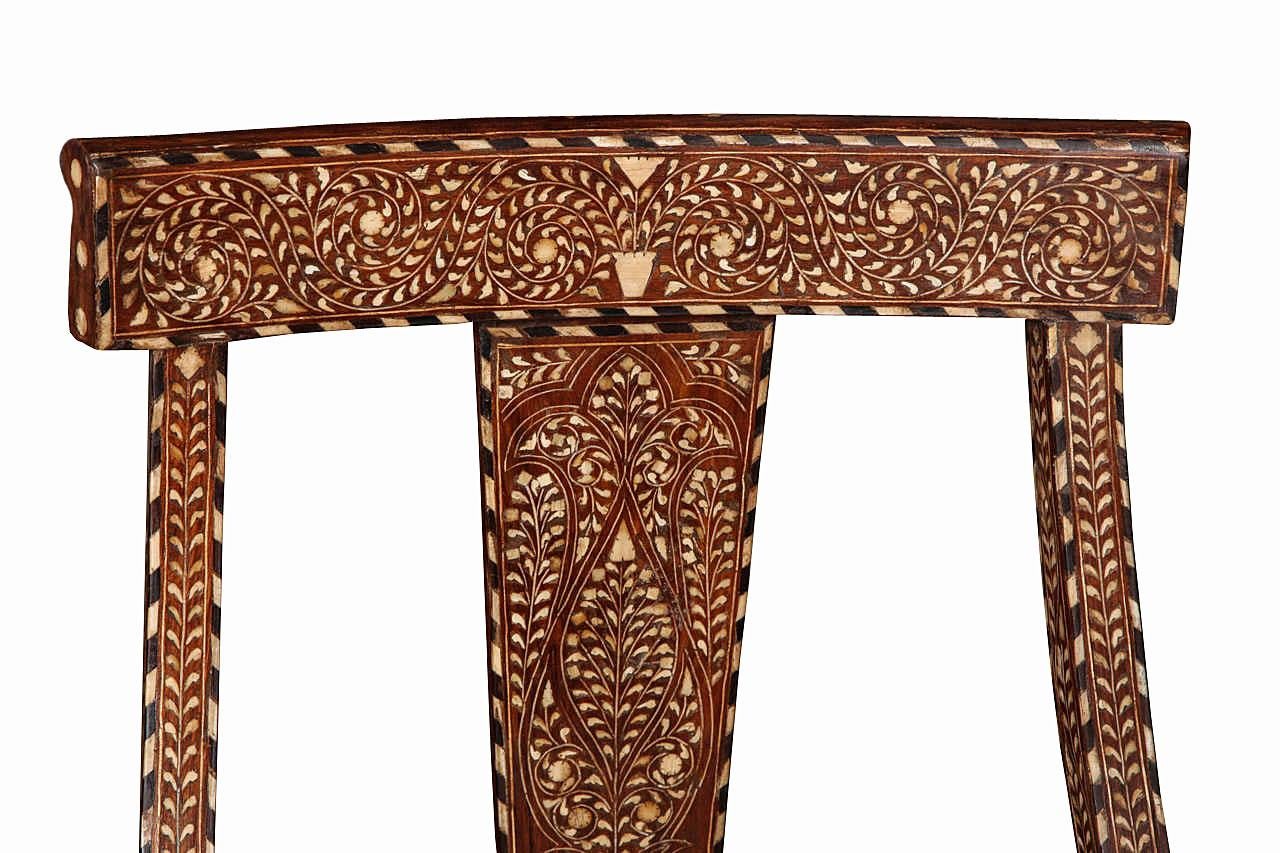 Bone-Inlaid Teak Chair from India, Late 20th Century In Good Condition In New York, NY