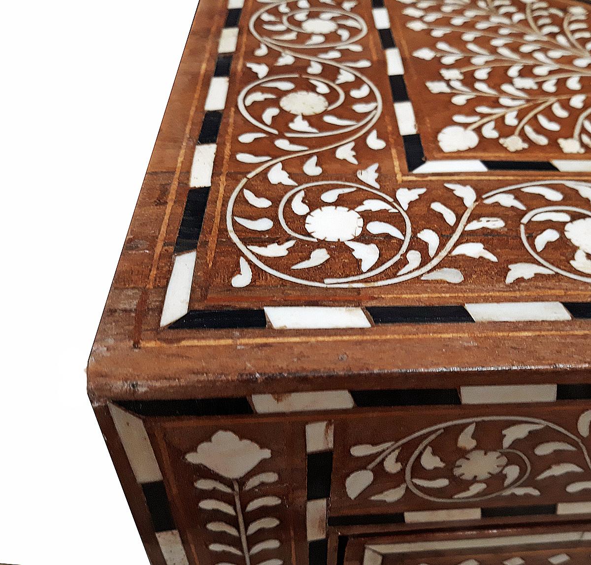 Bone-Inlaid Teak Chest of Drawers from India 5