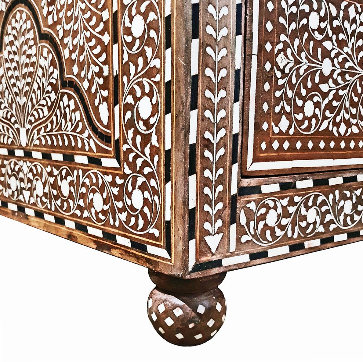 Bone-Inlaid Teak Chest of Drawers from India 6