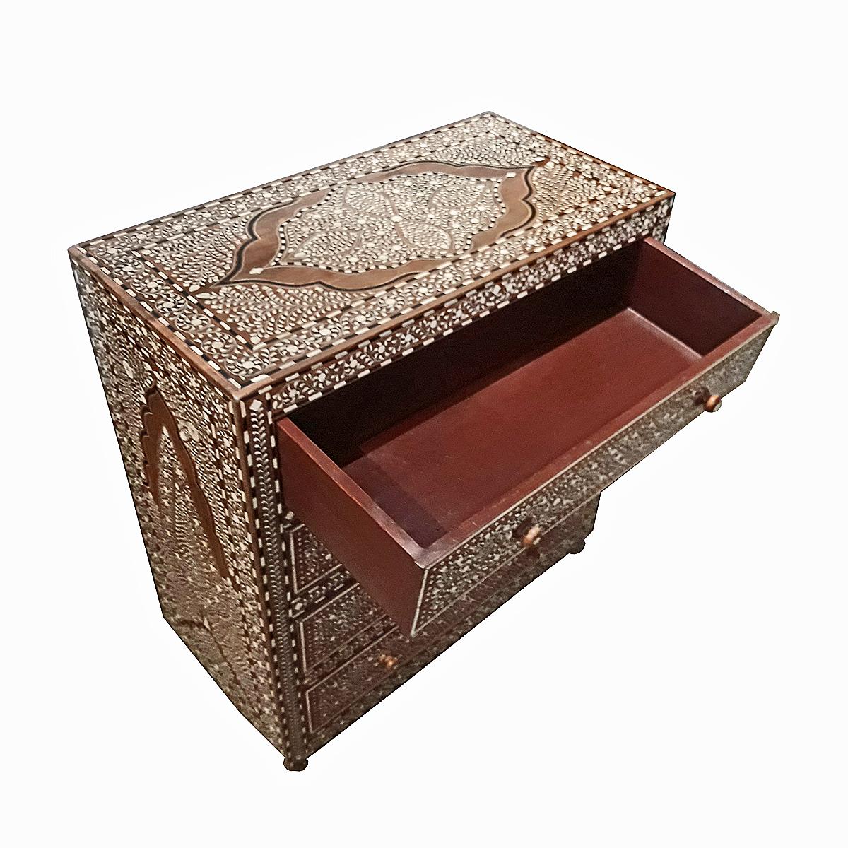 Bone-Inlaid Teak Chest of Drawers from India 1